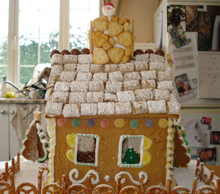 gingerbread bungalow with leaf gelatin windows